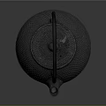 Elegant Black Cast Iron Teapot Featuring Hammered Texture And Classic Traditional Design 3d model