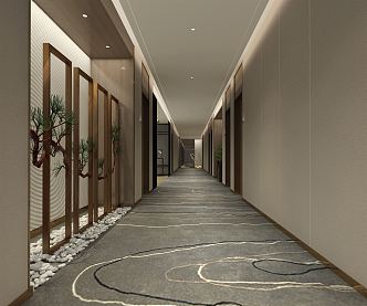 New Chinese Corridor Hospital Corridor Club Corridor 3d model