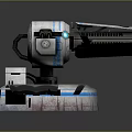 Futuristic Weapon With Mechanical Design Blue Stripes And Tech Inspired Base 3d model