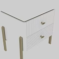 White Gold Nightstand with Textured Drawers Vertical Stripes Diamond Pattern Gold Handles and Legs