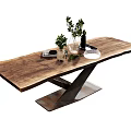 Dining Table Long Table Desk Sharing Table Ornaments Tableware 3d model