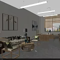 Modern Office Interior Design With Sofa Chairs Coffee Table Desk And Decorative Paintings