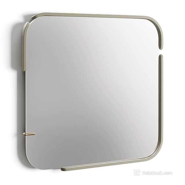 Modern Wall Mounted Mirror With Sleek Silver Metal Frame And Contemporary Design 3d model 