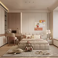 Kids Room Interior With Bed Stuffed Teddy Bear Desk Chair Wall Paintings Window Rug Cabinets