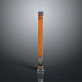 Decorative Wooden Column With Carved Details And Metal Top And Base