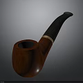 Mahogany Tobacco Pipe With Black Stem And Gold Accent Design