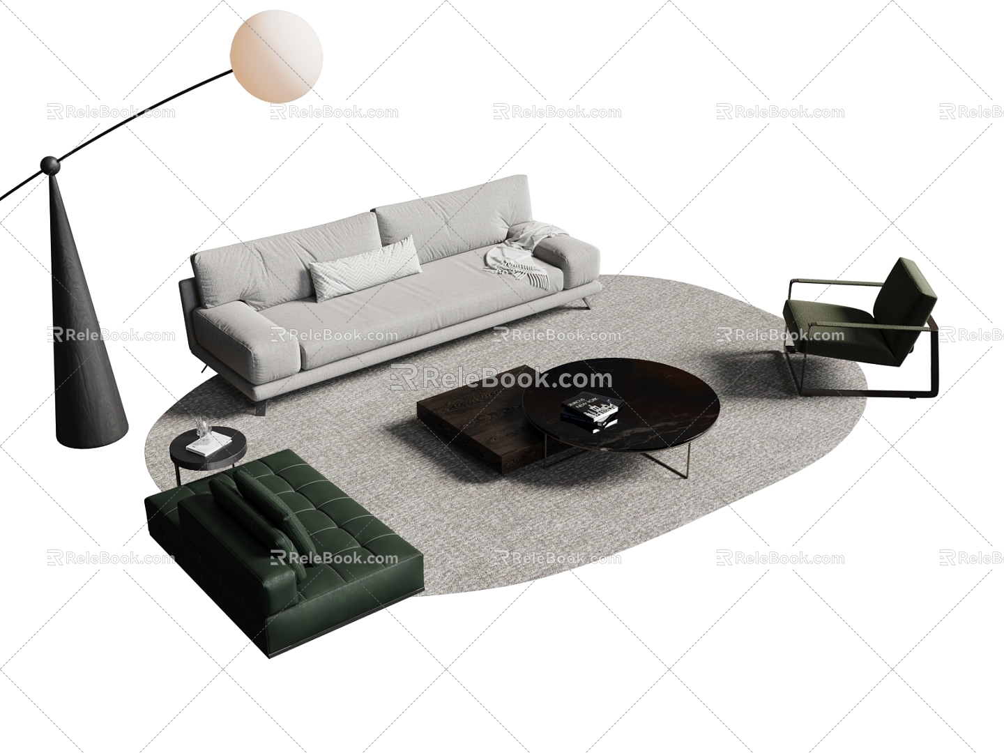 Modern Sofa Combination Sofa Coffee Table Chair 3d model