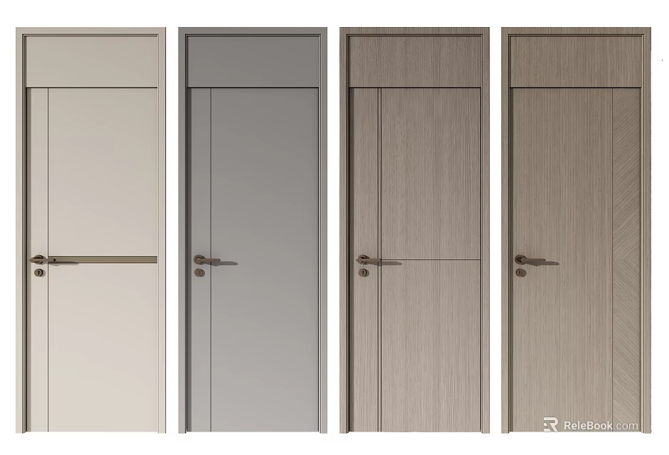 Modern Hinged Doors With Various Colors And Wooden Finishes For Home Interior 3d model 