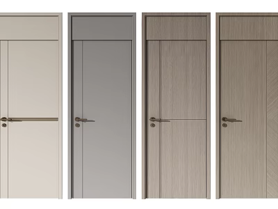 Modern Hinged Doors With Various Colors And Wooden Finishes For Home Interior 3d model