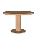 Round Wooden Dining Table with Simple Modern Design and Cylindrical Solid Wood Leg 3d model