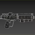 Futuristic Sci Fi Gun With Long Barrel Scope Grip And Red Indicator Lights