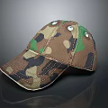 Camouflage Hat Featuring Brown Green Black Camo Pattern And Stitched Seams Design 3d model