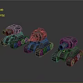 Detailed Military Vehicle Tank Models With Armored Body Tracked Wheels And Cannon Turrets