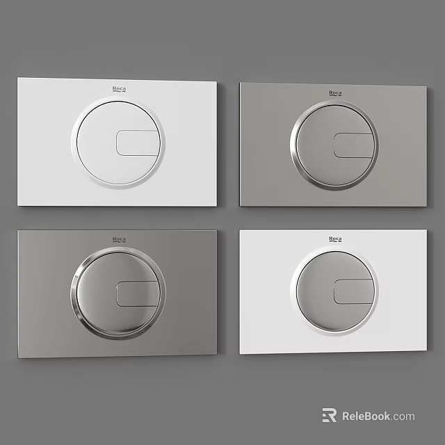Toilet Flush Button Panels in White and Gray with Size Marked Buttons 3d model 