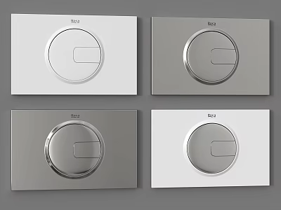 Toilet Flush Button Panels in White and Gray with Size Marked Buttons 3d model