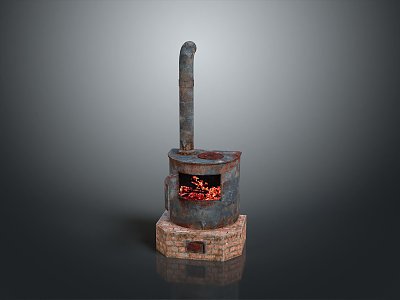 Old Stove Gas Stove Iron Stove Boiler Life Supplies 3d model