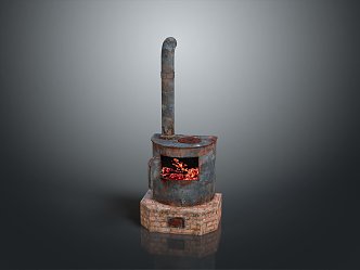 Old Stove Gas Stove Iron Stove Boiler Life Supplies 3d model