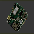 Detailed View Of Green Circuit Board With Electronic Chips And Connectors