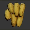 Fresh Ripe Yellow Banana Bunch With Natural Spots On Dark Background