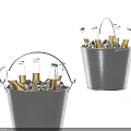 Two Metal Ice Buckets With Ice And Beer Bottles For Daily Life Use