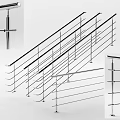 Modern Glass Railing Fence with Metal Frame and Staircase Design Elements