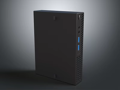 Black Modern Entertainment Device With Blue Indicator Lights Sleek Design And Vents 3d model