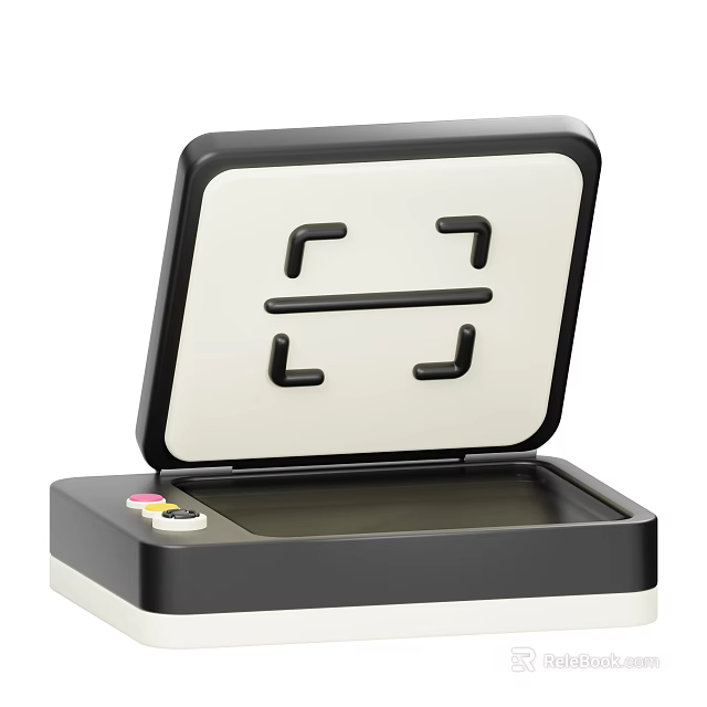 Smart Machine For Document Scanning With Open Lid Colorful Buttons And Sleek Design 3d model 