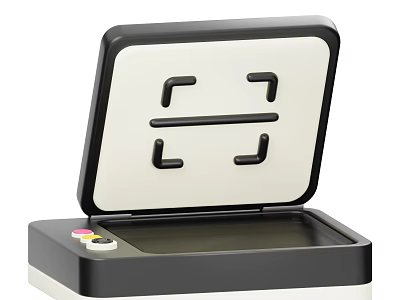 Smart Machine For Document Scanning With Open Lid Colorful Buttons And Sleek Design 3d model