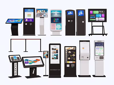 Modern Public Facilities With Self Service Kiosks And Interactive Information Displays 3d model