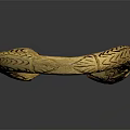 Golden Circular Collar Necklace With Intricate Carved Patterns And Artisanal Design