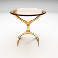 Modern Side Table With Golden Curved Legs And Black Glossy Smooth Tabletop