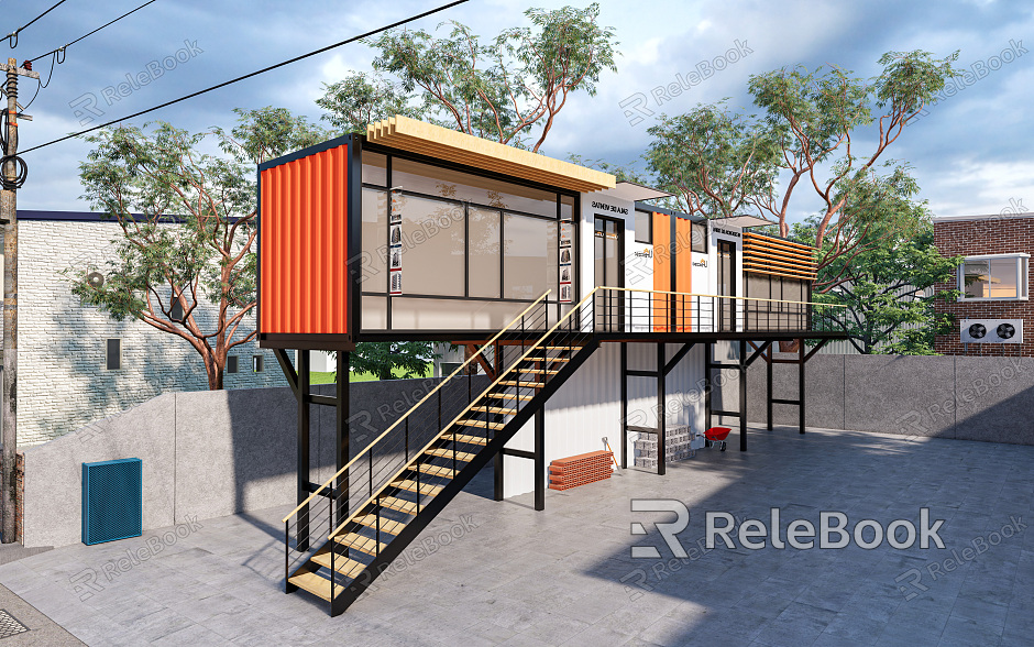 Modern Container Building Container Store Container Cafe Container Store Public Building Small Building Post Building model