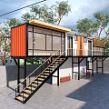 Modern Container Building Container Store Container Cafe Container Store Public Building Small Building Post Building 3d model