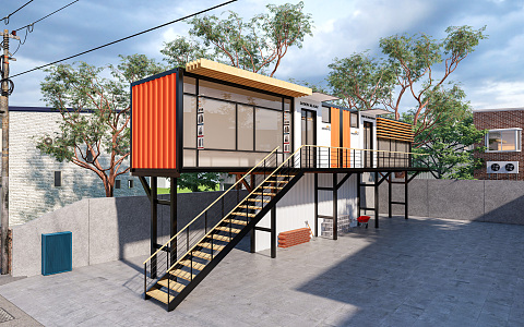 Modern Container Building Container Store Container Cafe Container Store Public Building Small Building Post Building 3d model