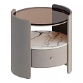 Light Luxury Modern Round Dresser With Marble Top And Soft Upholstered Storage Drawer