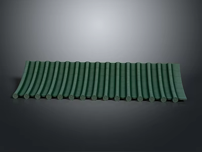 Green Roof Tiles As Architectural Component Neatly Arranged On Gray Gradient Background 3d model