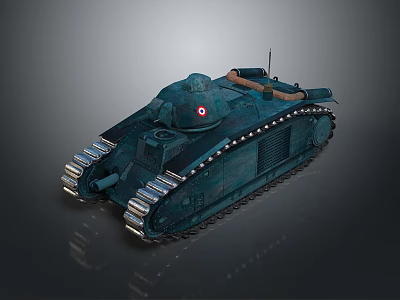 Dark Green Military Tank Vehicle Featuring Tracks Turret And Red Emblem Design 3d model
