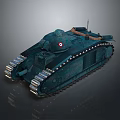 Dark Green Military Tank Vehicle Featuring Tracks Turret And Red Emblem Design