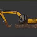 Yellow Construction Excavator With Tracks Bucket Cab And Heavy Duty Design
