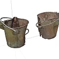 Rusted Industrial Equipment Metal Buckets With Handles And Vintage Design