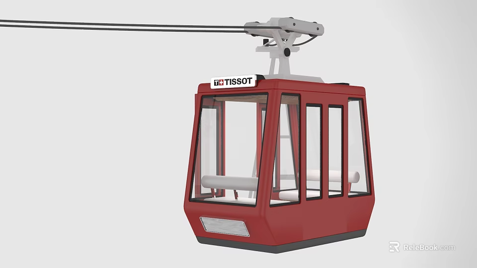 Red Cable Car Featuring TISSOT Logo And Glass Windows Design 3d model