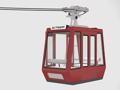 Red Cable Car Featuring TISSOT Logo And Glass Windows Design 3d model