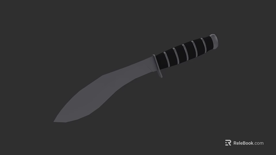 Gray Blade Knife With Black Handle And White Stripes For Tactical Use 3d model 