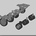 Various Types Of Furniture Casters With Metal Brackets Rubber Wheels And Brakes