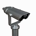 Durable Silver Telescopic Binoculars Mounted On Metal Stand For Outdoor Viewing