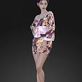 Elegant Woman Wearing Stylish Floral Pattern Dress With Pink Bow Design