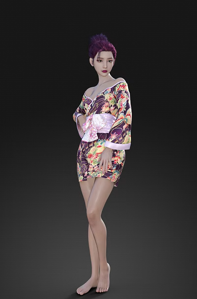 Japanese kimono beautiful woman 3d model Japanese kimono beautiful woman 3d model