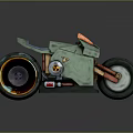 Green Motorcycle with Orange Accents and Large Wheels 3D Model Design