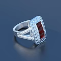 Luxury Square Cut Gemstone Rings with Green Red Blue Stones in Gold and Silver Settings