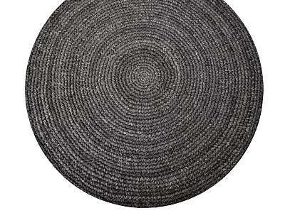 Dark Gray Round Woven Rug with Circular Pattern and Soft Texture Design 3d model
